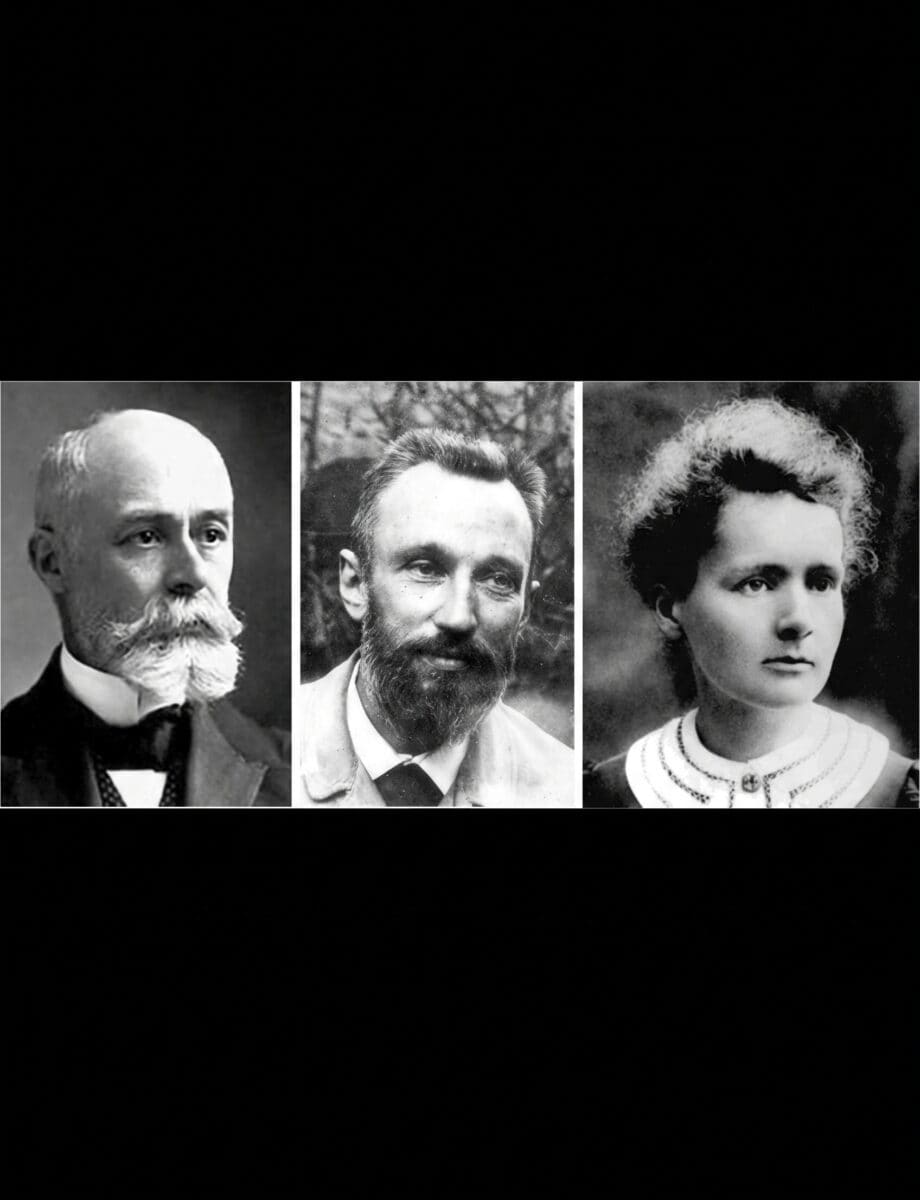 Photo of Marie Curie, Pierre Curie og Henri Becquerel